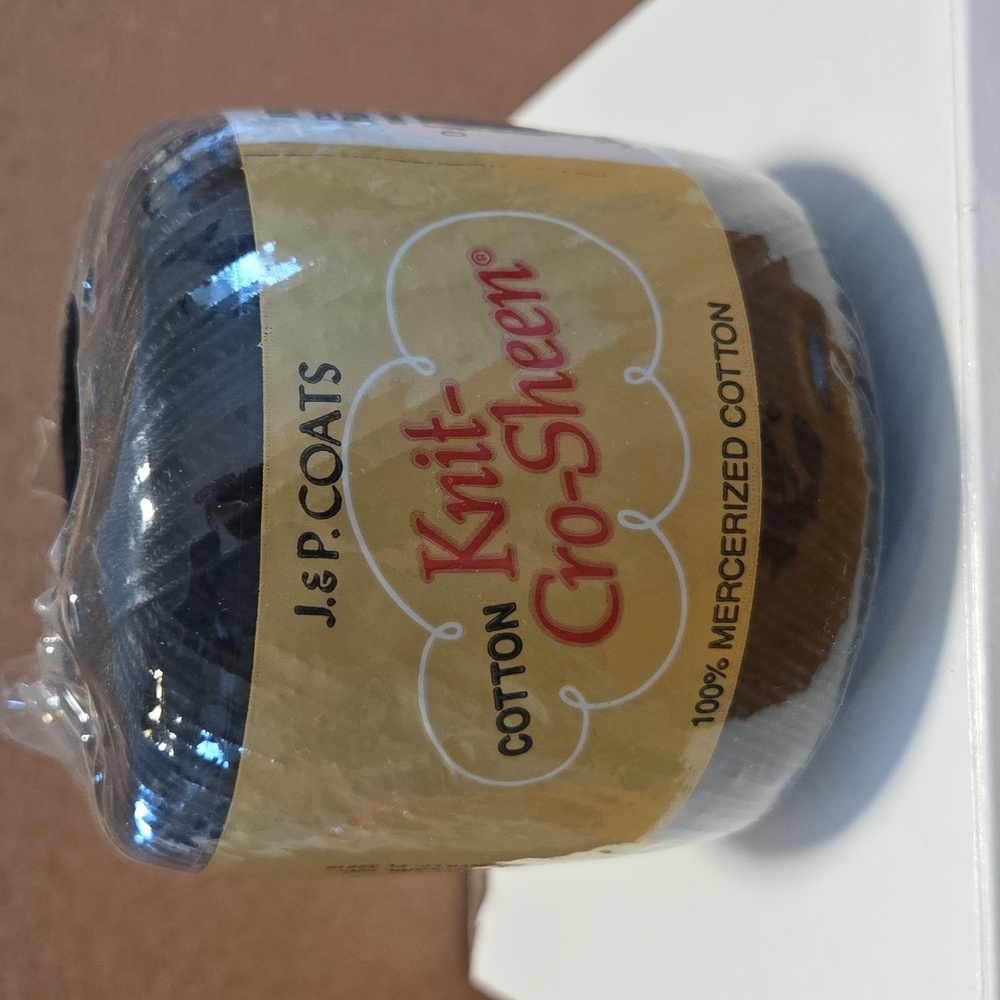 NWT J&P Coats Cotton Knit-Cro-Sheen Yarn | Black